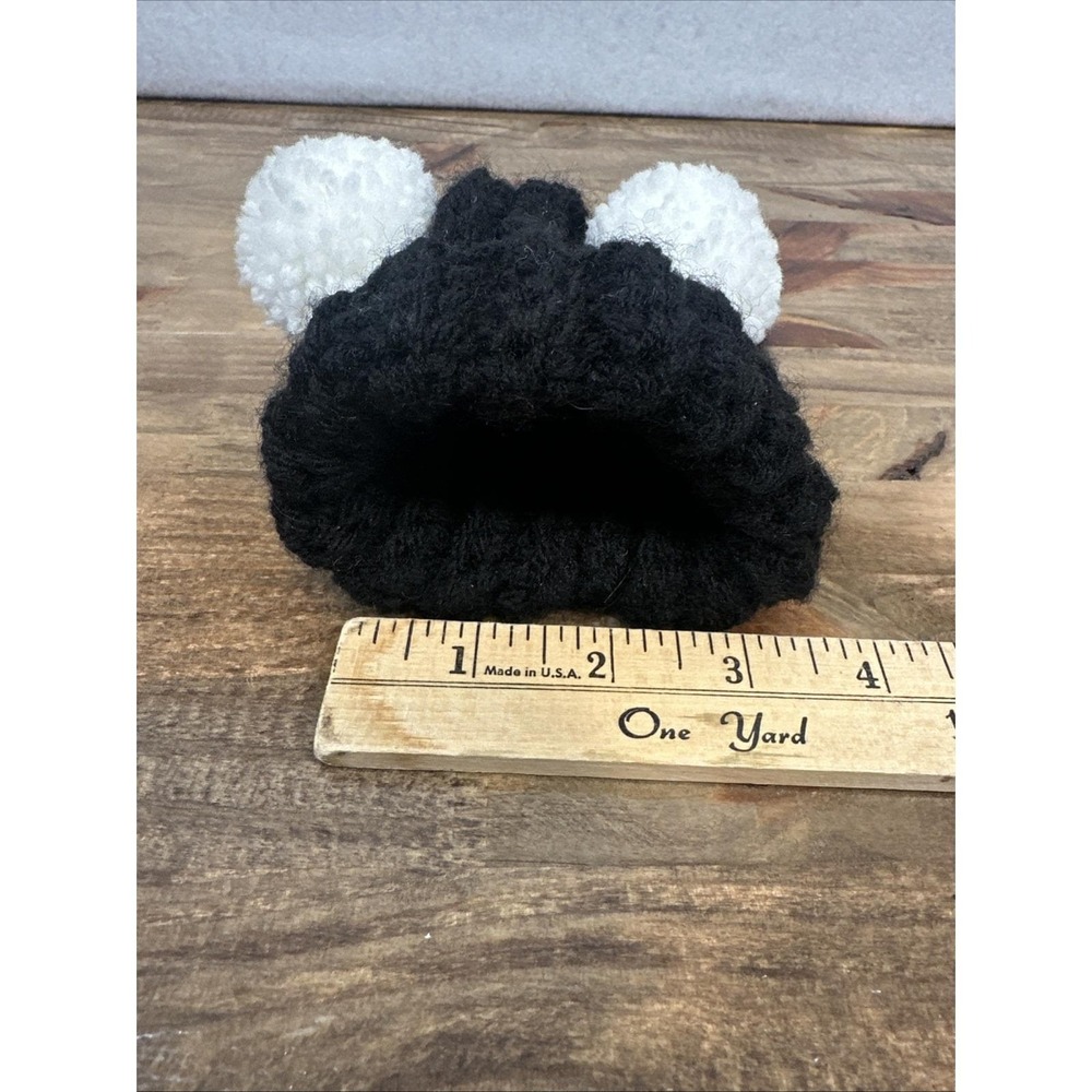 Handmade Small Dog Pompom Knit‎ Hat Black White - Picture 8 of 8